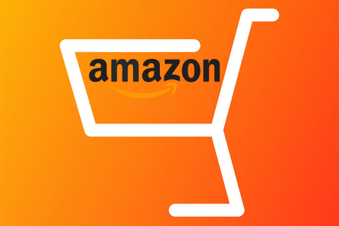 Shkrimi Amazon në mes të një karelo pazari të bardhë