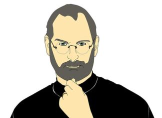 3 Autografe dhe një Kurrikulim i Steve Jobs në Ankand në Datën 8 Mars Skice e steve jobs me bluze te zeze me doren tek mjekra e me syze ne sfond te bardhe