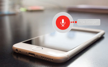 Domotika Ose Automatizimi në Shtëpi Telefon me sistem operativ android dhe me komanden ok google te shkruar siper dhe me imazhin e nje mikrofoni