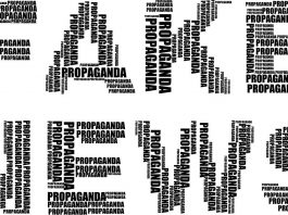 Teksti Fake News (Lajme te Rreme) me sfond te bardhe